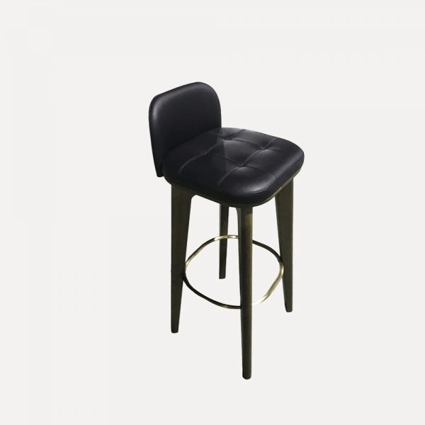 Japanese Designer Bar Chair – Solid Ash Wood & Metal, Retro Modern PU Leather Counter Stool for Hotel Bar and Home - 画像2