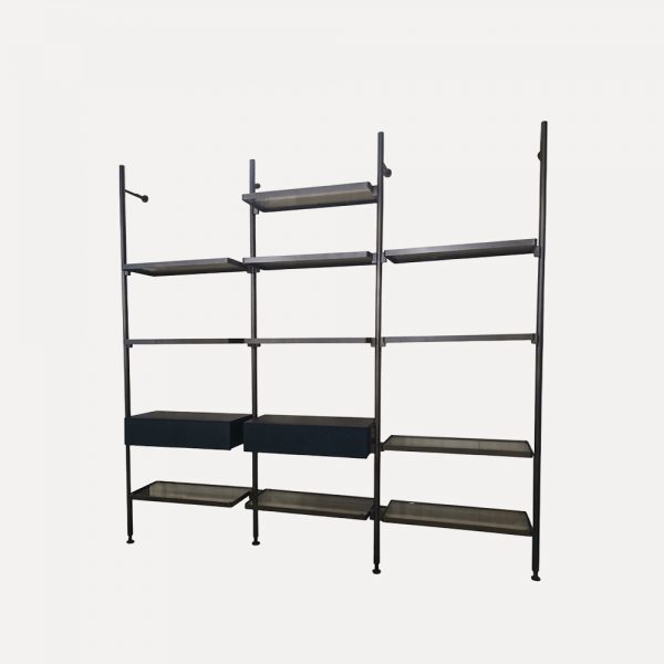 wall-mounted bookcase, stainless steel bookshelf, ultra-clear glass shelf, oak veneer drawer bookcase, modern minimalist shelving, home office storage unit, library shelving, public space bookcase, contemporary wall-mounted shelf, high-end display bookshelf, multifunctional storage bookcase, elegant glass and wood shelf