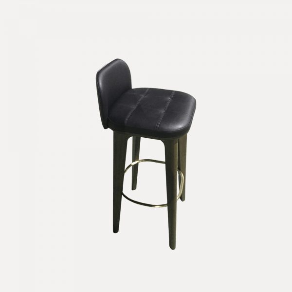 Japanese Designer Bar Chair – Solid Ash Wood & Metal, Retro Modern PU Leather Counter Stool for Hotel Bar and Home - 画像3