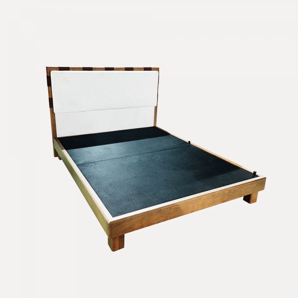 White Ash Solid Wood Upholstered Bed – Cow Leather Rivet Detailing, Fire-Retardant Fabric, Customizable, Flat-Pack for Global Export - Image 3