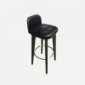 Japanese Designer Bar Chair – Solid Ash Wood & Metal, Retro Modern PU Leather Counter Stool for Hotel Bar and Home
