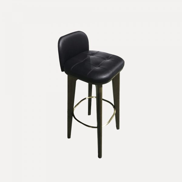 Japanese Designer Bar Chair – Solid Ash Wood & Metal, Retro Modern PU Leather Counter Stool for Hotel Bar and Home