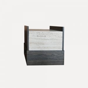 Modern Italian nightstand Oak veneer bedside table Plywood nightstand Travertine stone nightstand Luxury bedroom furniture Contemporary nightstand Designer bedside table Elegant bedroom furniture Minimalist nightstand Modern bedroom accent furniture
