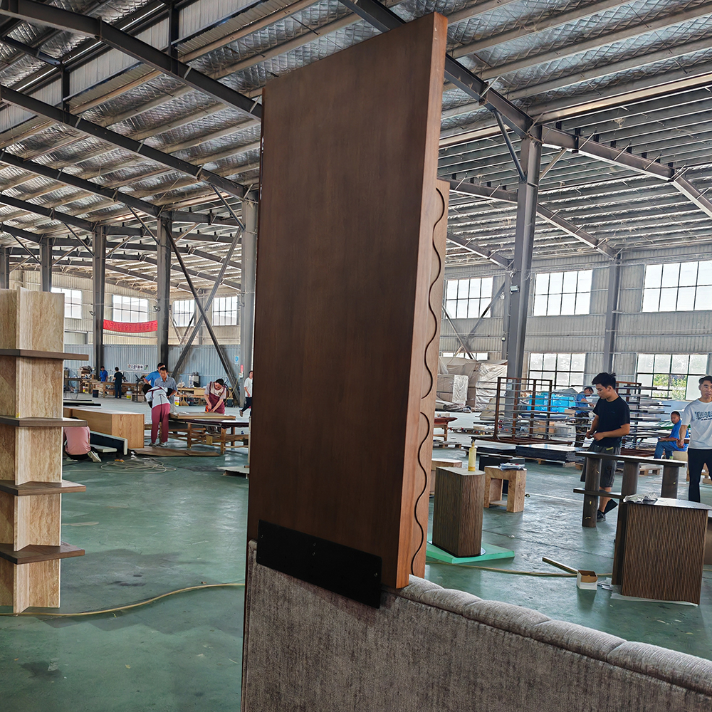 bedroom privacy screen, walnut veneer screen, plywood room divider, custom bedroom screen, modern privacy partition