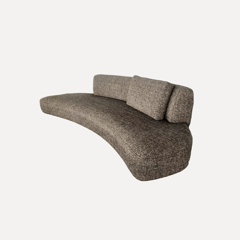 curved sofa, CNC engraved sofa, Mixcell Cube cushion sofa, duck down sofa, solid pine wood frame sofa, customizable sofa, high-density foam sofa, classic-modern design sofa, luxury living room furniture, ergonomic support sofa