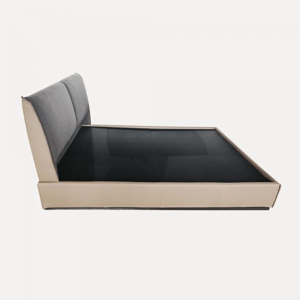 Modern PU Fabric Bed Plywood & Foam Construction Customizable Bed UK-Compliant Bed Upholstered Headboard