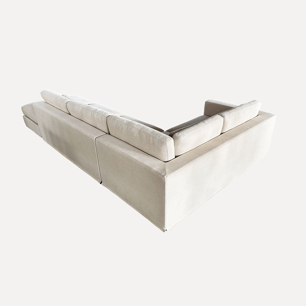 modern cotton linen sectional sofa solid pine wood frame sofa high-density foam modular sofa duck down back cushion sofa ergonomic luxury sectional sofa sofa for export to UK modular sofa for easy transport and assembly