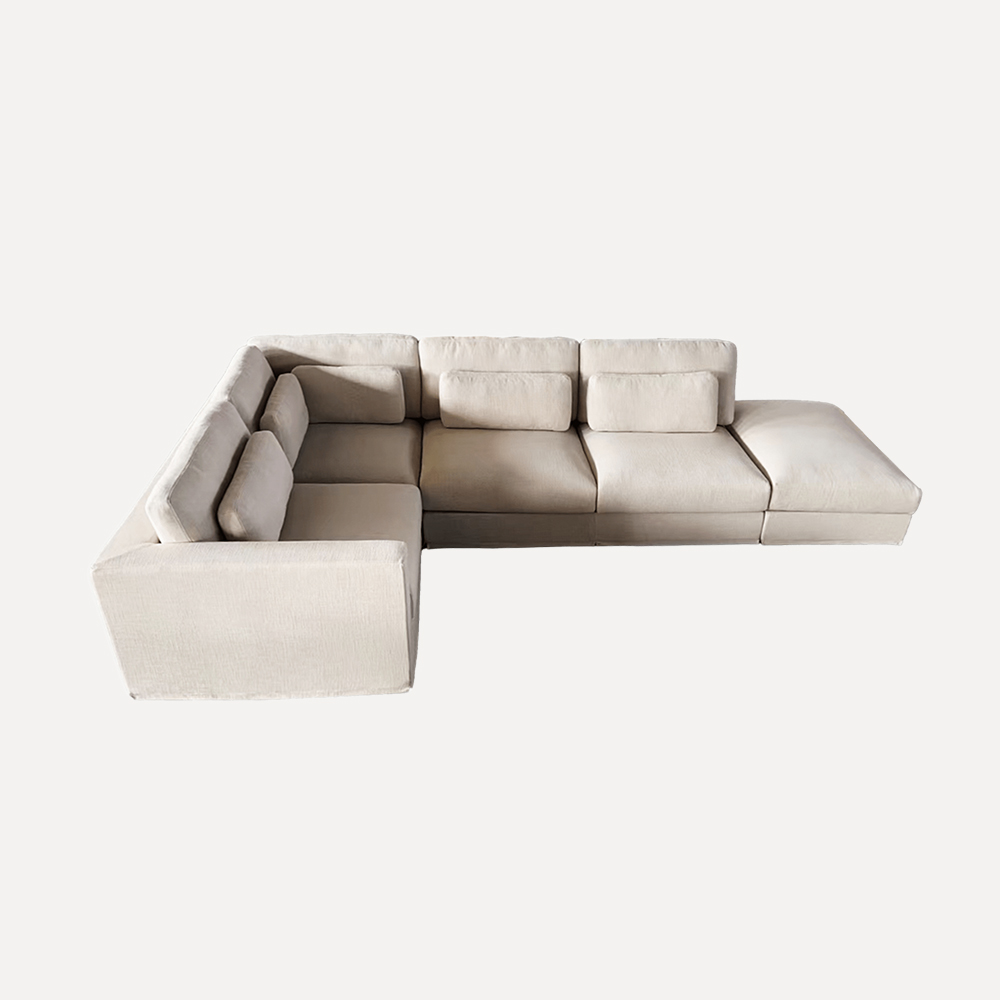 modern cotton linen sectional sofa solid pine wood frame sofa high-density foam modular sofa duck down back cushion sofa ergonomic luxury sectional sofa sofa for export to UK modular sofa for easy transport and assembly
