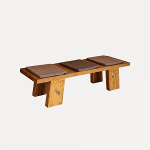 apanese designer pine bench Solid wood rustic bench Antique finish wooden bench Wide surface pine wood bench Vintage Japanese Chinese style bench Rustic furniture for cafés and bakeries Solid pine bench with cracks and grain Designer wooden seating for commercial spaces Handcrafted rustic pine wood furniture Asian vintage style wooden bench