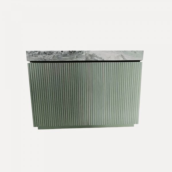 Modern Bathroom Vanity – Freestanding Green Oak Cabinet with Italian Marble Countertop, Designer Wash Basin Cabinet