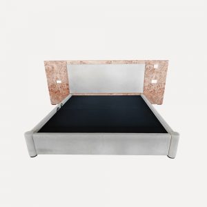 Luxury Bed with Poplar Burl Veneer Designer Upholstered Bed Customizable Bed Export to UK Modern Bed with Matching Nightstands Modular Bed for Overseas Shipment