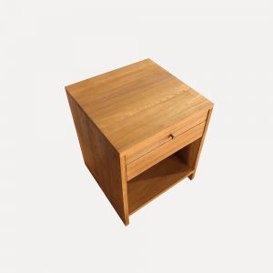Minimalist traditional nightstand Solid elm wood bedside table Copper handle nightstand Brushed wood nightstand Classic bedroom furniture Elegant bedside table Traditional style nightstand Bedroom furniture set Designer nightstand Durable wooden nightstand
