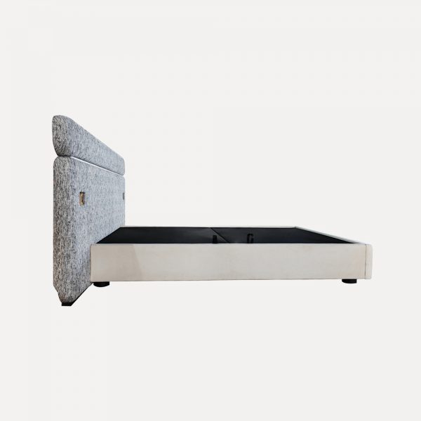 Modern Upholstered Bed – Plywood & Foam Construction, Fire-Retardant Fabric, Pre-Drilled UK Socket, Customizable Size, Export to UK - Image 3