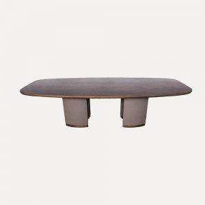 walnut conference table, oval executive table, horseshoe leg table, PU leather leg meeting table, high-end boardroom furniture, luxury conference table, customizable office table, Japanese plywood veneer table