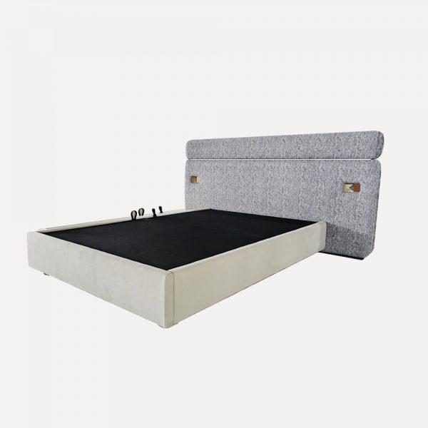 Modern Upholstered Bed Designer Bed Plywood & Foam Bed Fire-Retardant Fabric Bed Pre-Drilled UK Socket Customizable Bed Export to UK