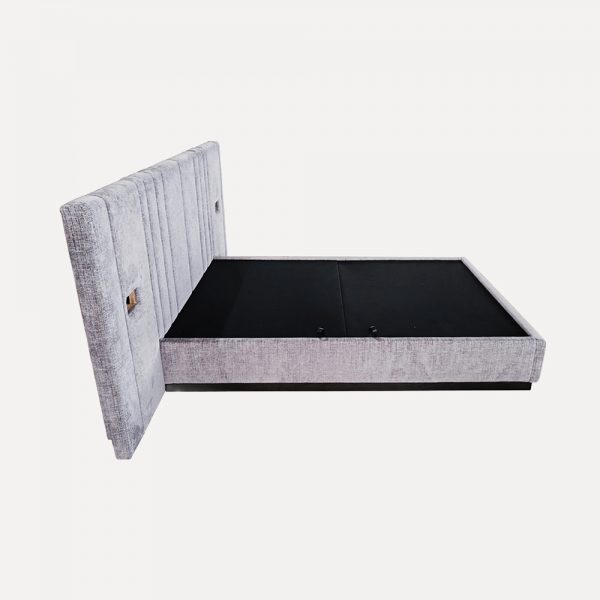 Modern Upholstered Bed Plywood & Foam Bed Fire-Retardant Fabric Bed Customizable Bed Pre-Drilled UK Socket Export to UK