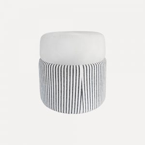 custom upholstered stool, fire-retardant fabric stool, velvet seat stool, eucalyptus plywood stool, soft foam stool, UK export stool, imported striped fabric stool, compact seating furniture, minimalist design stool, high-quality foam stool