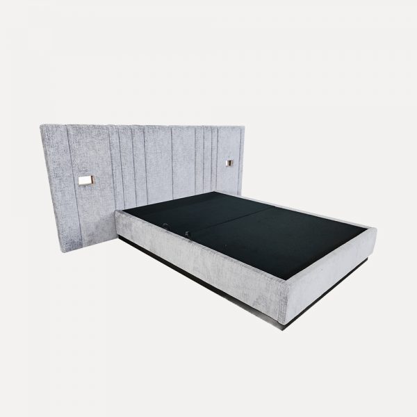 Modern Upholstered Bed – Plywood & Foam Construction, Fire-Retardant Fabric, Pre-Drilled UK Socket, Customizable Size, Export to UK - Image 3