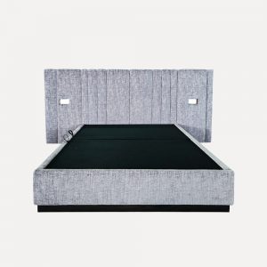 Modern Upholstered Bed Plywood & Foam Bed Fire-Retardant Fabric Bed Customizable Bed Pre-Drilled UK Socket Export to UK