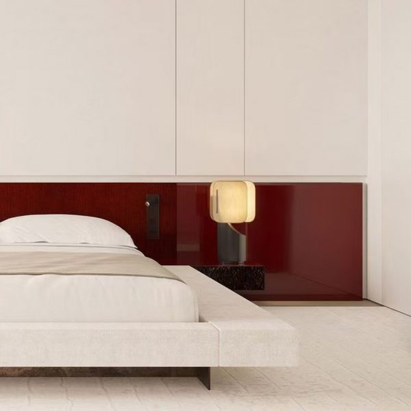Modern Designer Bed with Nightstands – Plywood, Foam & Oak Veneer, Customizable Size, Pre-Drilled UK Socket, Export to UK - Image 4