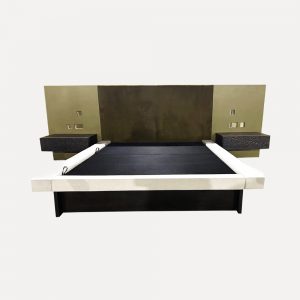 Modern Designer Bed Bed with Nightstands Plywood, Foam & Oak Veneer Bed Customizable Bed Pre-Drilled UK Socket Export to UK