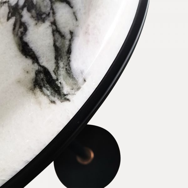 Japanese Designer Bar Table – Panda White Marble & Stainless Steel (Customizable) - Image 3