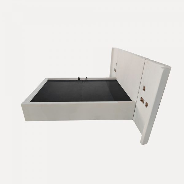 Modern Upholstered Bed – Plywood & Hard Foam Construction, UK-Compliant Fire-Retardant Fabric, Customizable Size with Pre-Drilled UK Socket - Image 3
