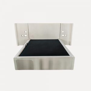 Modern Upholstered Bed Plywood & Hard Foam Construction Fire-Retardant Fabric Customizable Bed Pre-Drilled UK Socket Export to UK