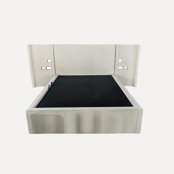 Modern Upholstered Bed Plywood & Hard Foam Construction Fire-Retardant Fabric Customizable Bed Pre-Drilled UK Socket Export to UK