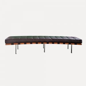 premium leather bench, dark brown leather seating, three-seater leather bench, four-seater leather bench, cherry wood frame bench, stainless steel leg bench, executive lobby bench, high-end reception seating, commercial leather furniture, adjustable glide bench, modern business lounge bench, arched design leather bench, button-tufted leather bench