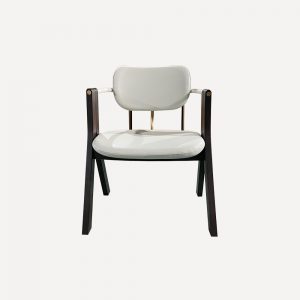 modern chair with armrests, contemporary armchair, wooden leg armchair, customizable armchair, premium faux leather chair, dining armchair, modern upholstered chair, designer chair with arms, hotel lounge armchair, ergonomic armchair