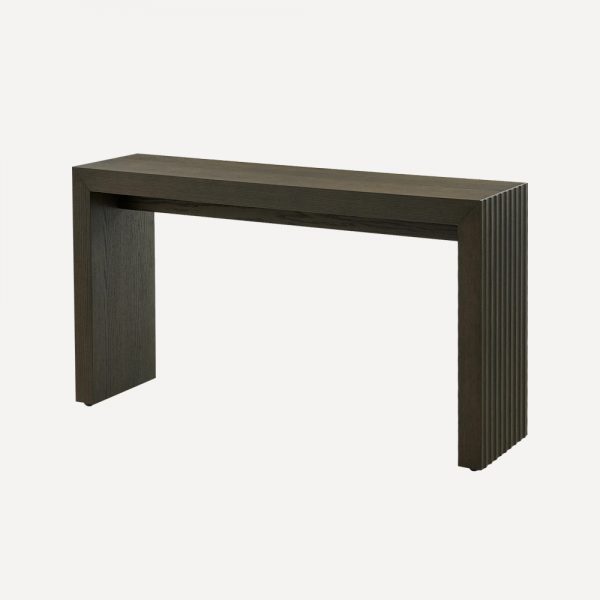 modern console table, fluted panel console table, oak veneer console, ash veneer entryway table, customizable hallway table, 45 degree miter console, luxury wood console table, easy assembly console table, modular furniture for export, designer console table