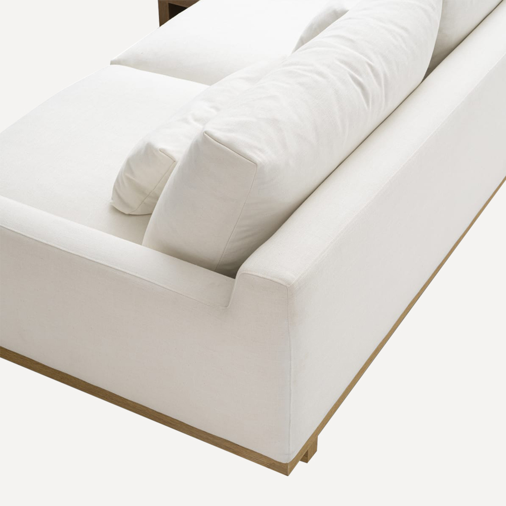 Modular Cotton-Linen Sofa with Oak Base — Self-Recovering Cushions, Japan Export - Image 3